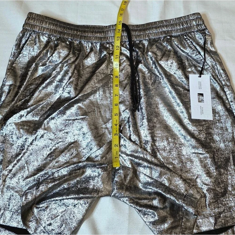 Future Collective Metallic Silver Elastic Waist Shorts Brand New Size XXL